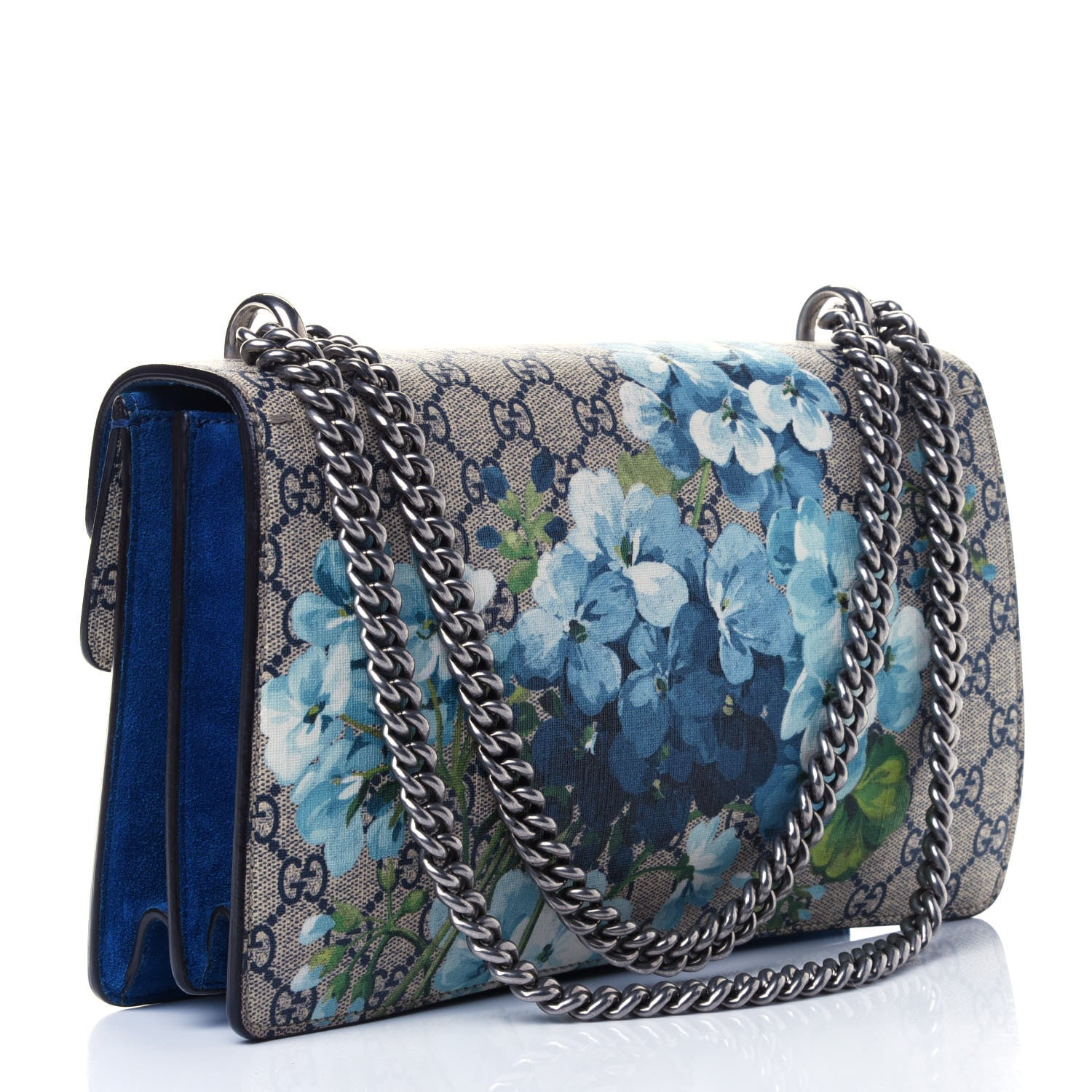 Gucci GG Supreme Monogram Blooms Small Dionysus Shoulder Bag Beige Navy Vintage Blue 2 of 4