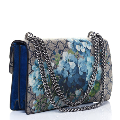 Gucci GG Supreme Monogram Blooms Small Dionysus Shoulder Bag Beige Navy Vintage Blue 2 of 4