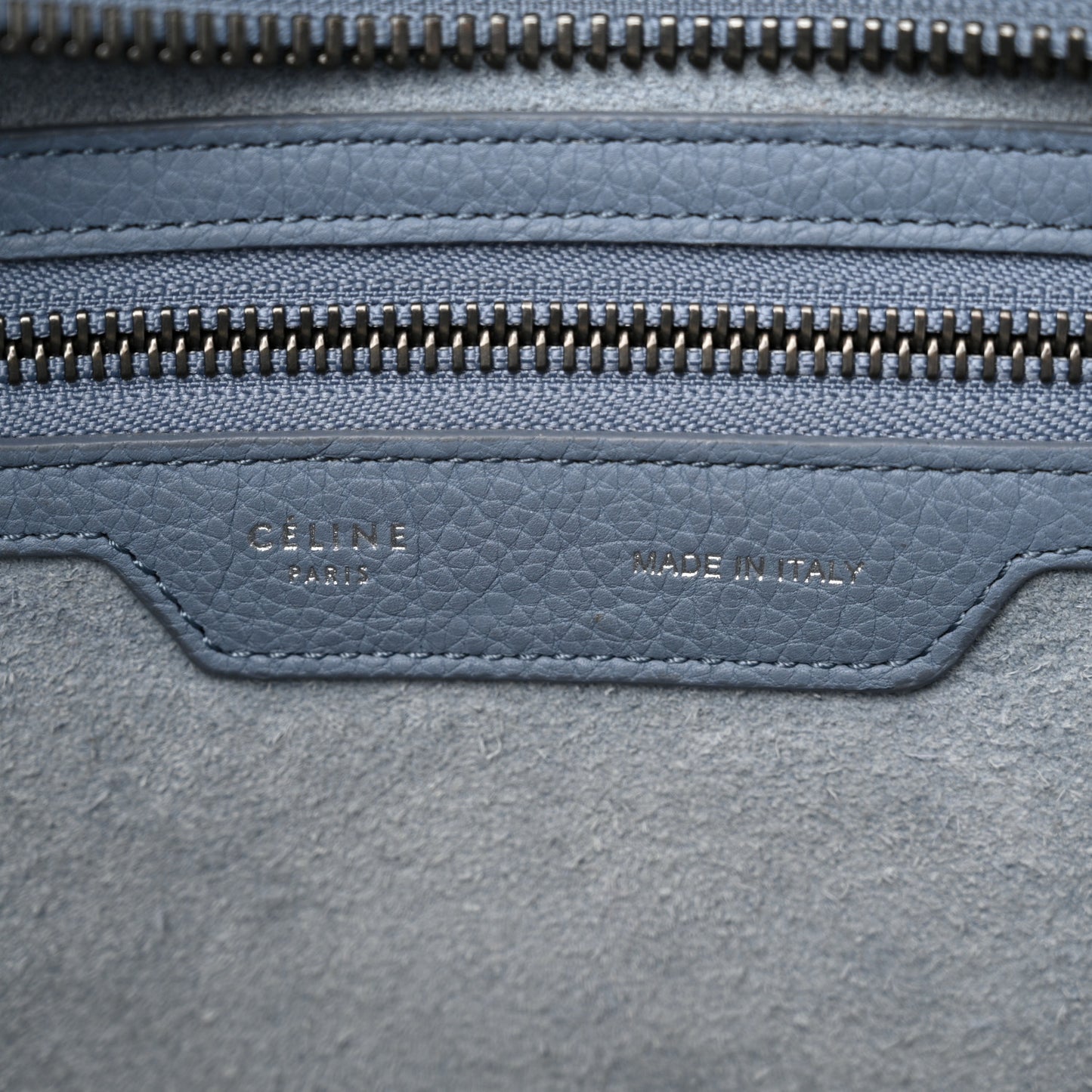 Drummed Calfskin Micro Luggage Medium Blue