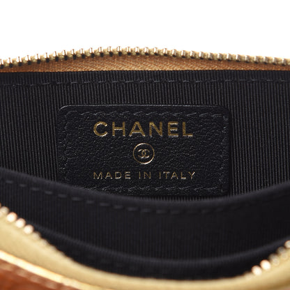 Chanel Metallic Calfskin Crocodile Embossed Cocodile Zip Coin Case Gold 6 of 10
