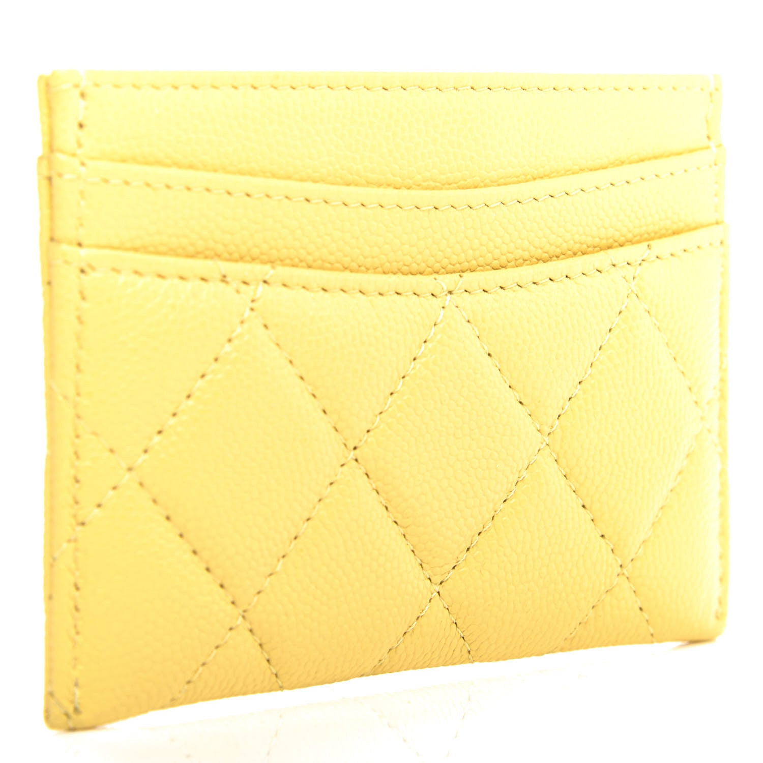 Chanel Caviar Quilted Card Holder Yellow 3 of 9