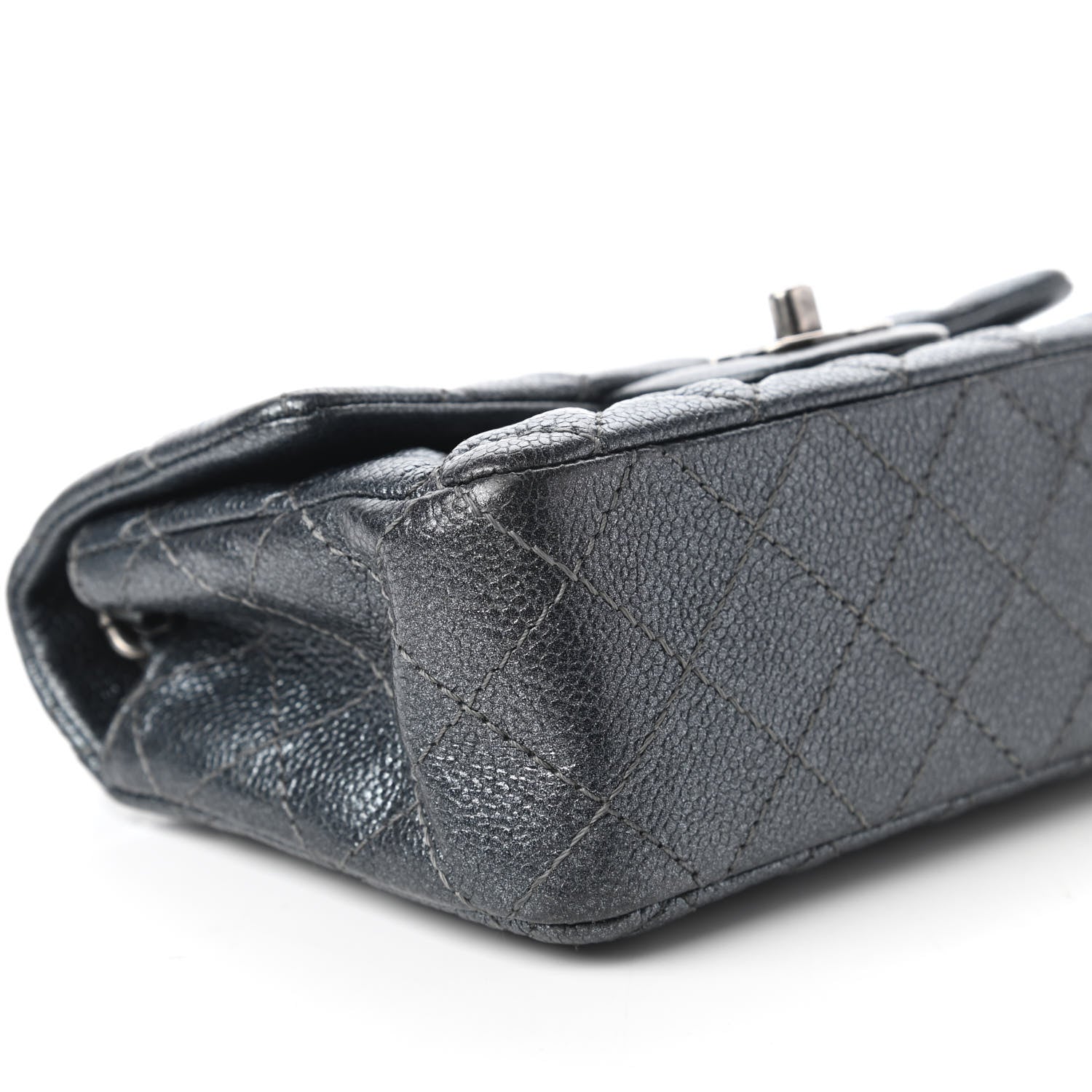 Chanel Pearly Caviar Quilted Mini Rectangular Flap Grey 6 of 10