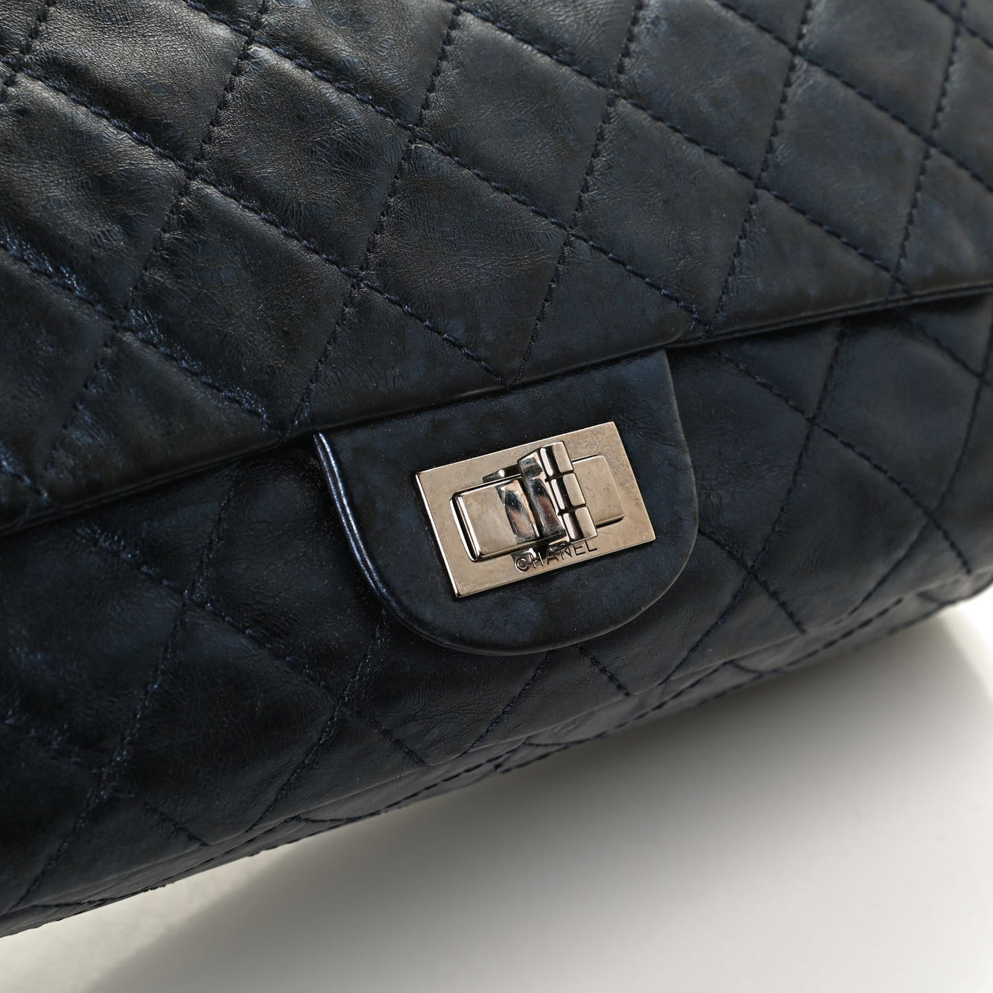 Metallic Aged Calfskin Quilted 2.55 Reissue 227 Flap Blue