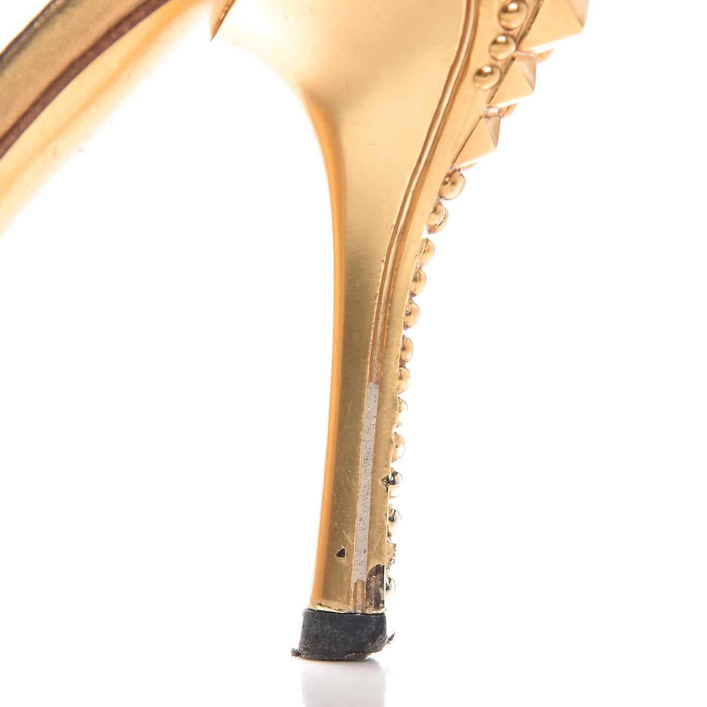 Calfskin Studded Peep Toe Mules 6.5 Gold