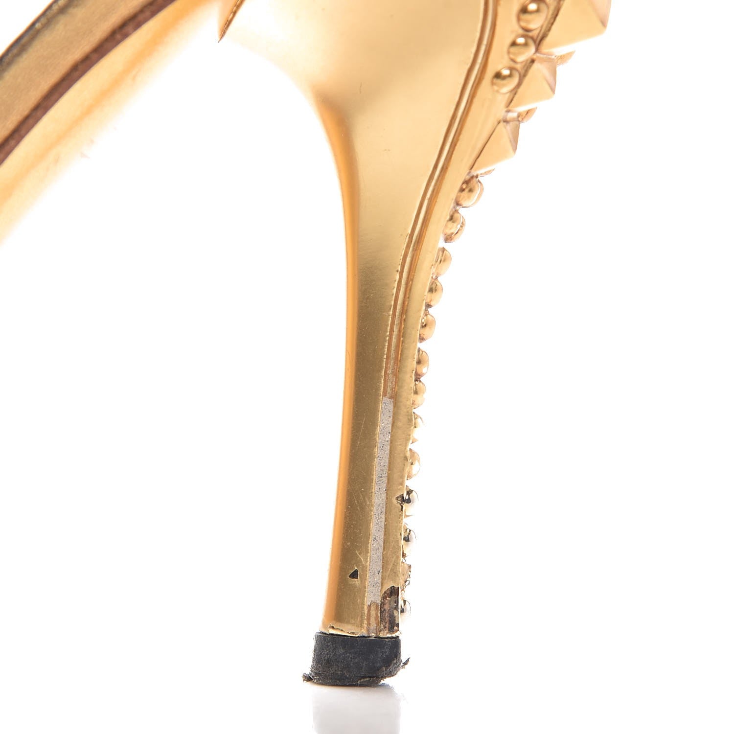 Gucci Calfskin Studded Peep Toe Mules 6.5 Gold 13 of 17