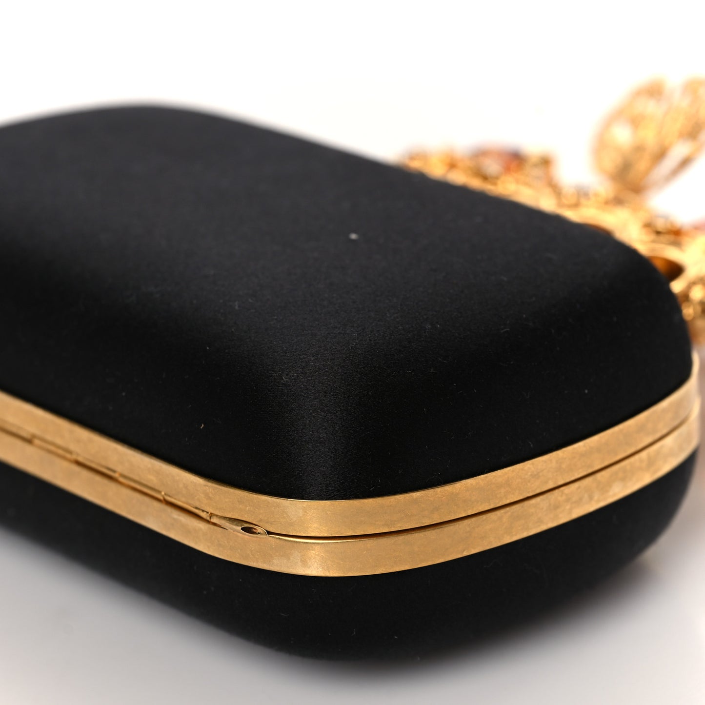 Satin Butterfly Knuckle Duster Box Clutch Black