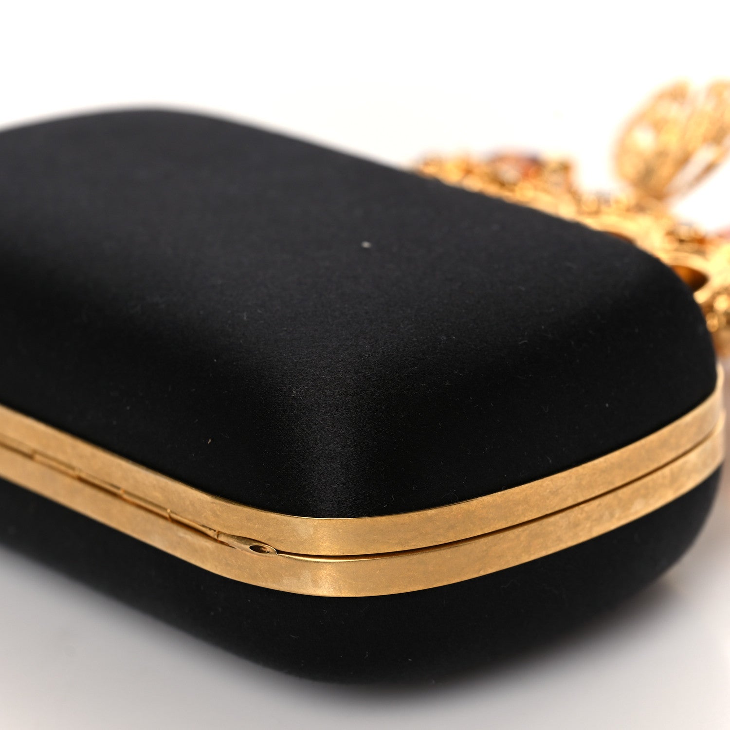 Alexander McQueen Satin Butterfly Knuckle Duster Box Clutch Black 7 of 7