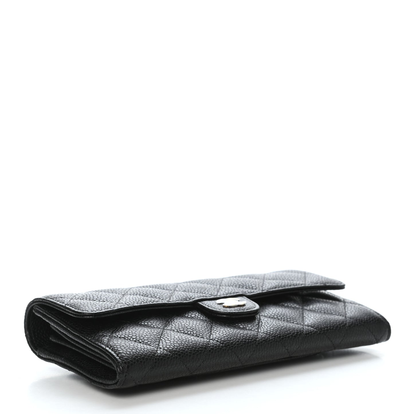 Caviar Quilted Large Flap Gusset Wallet Black