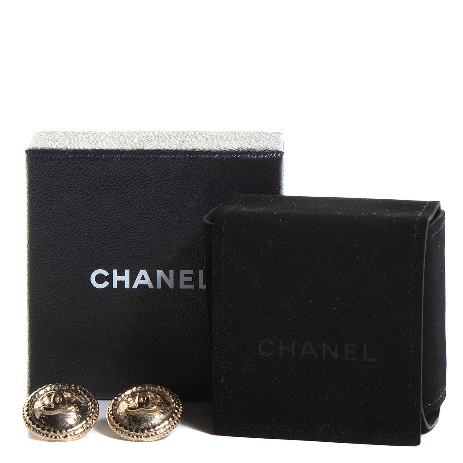 Chanel CC Button Earrings Gold 5 of 5