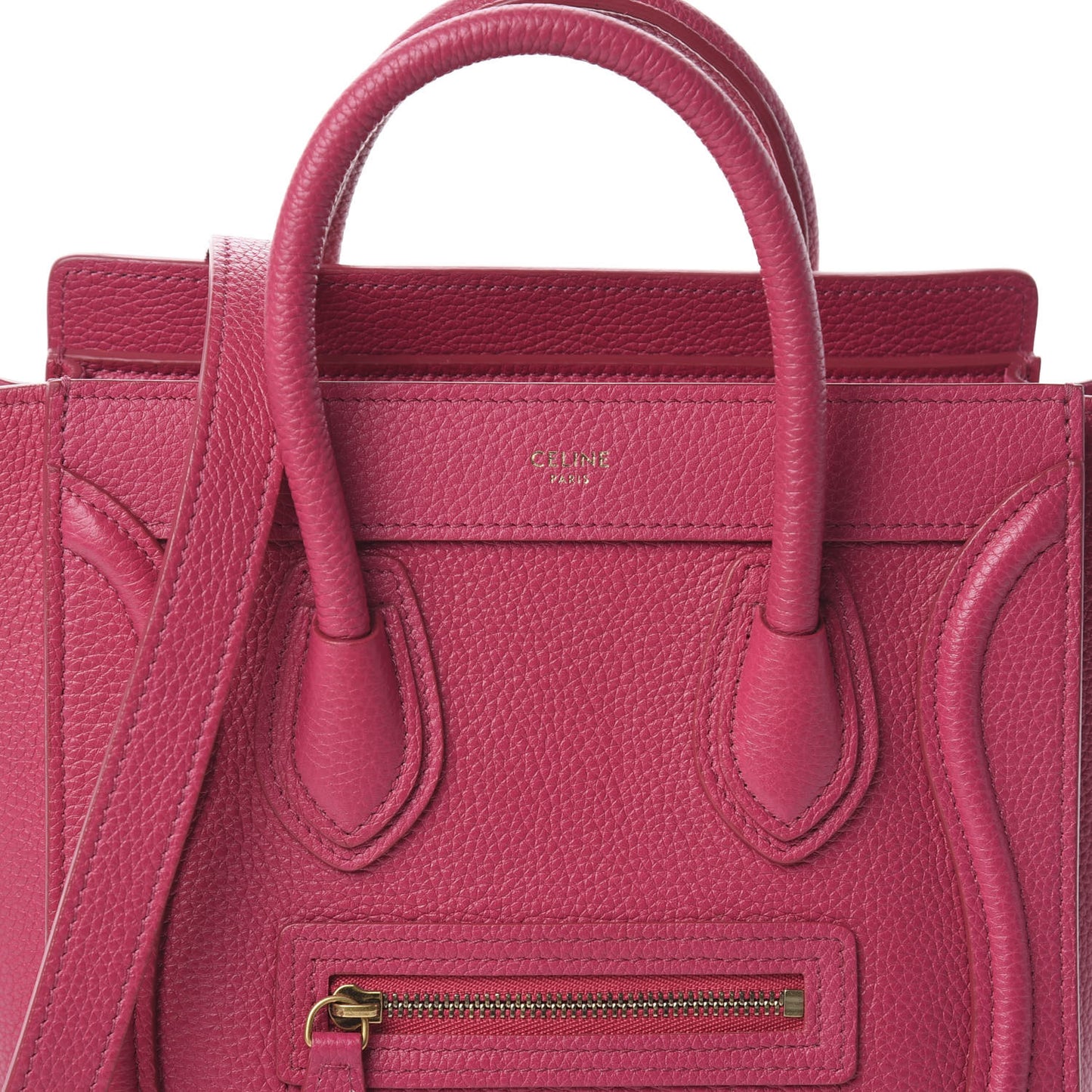 Drummed Calfskin Nano Luggage Fuchsia