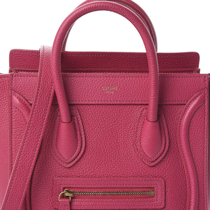 Celine Drummed Calfskin Nano Luggage Fuchsia 6 of 8