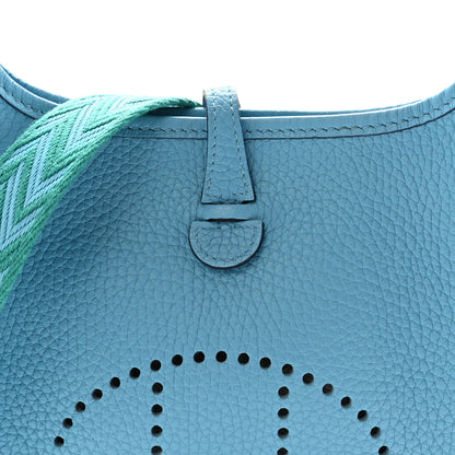 Hermes Taurillon Clemence Amazone Evelyne TPM Bleu du Nord Vert Verone 7 of 10