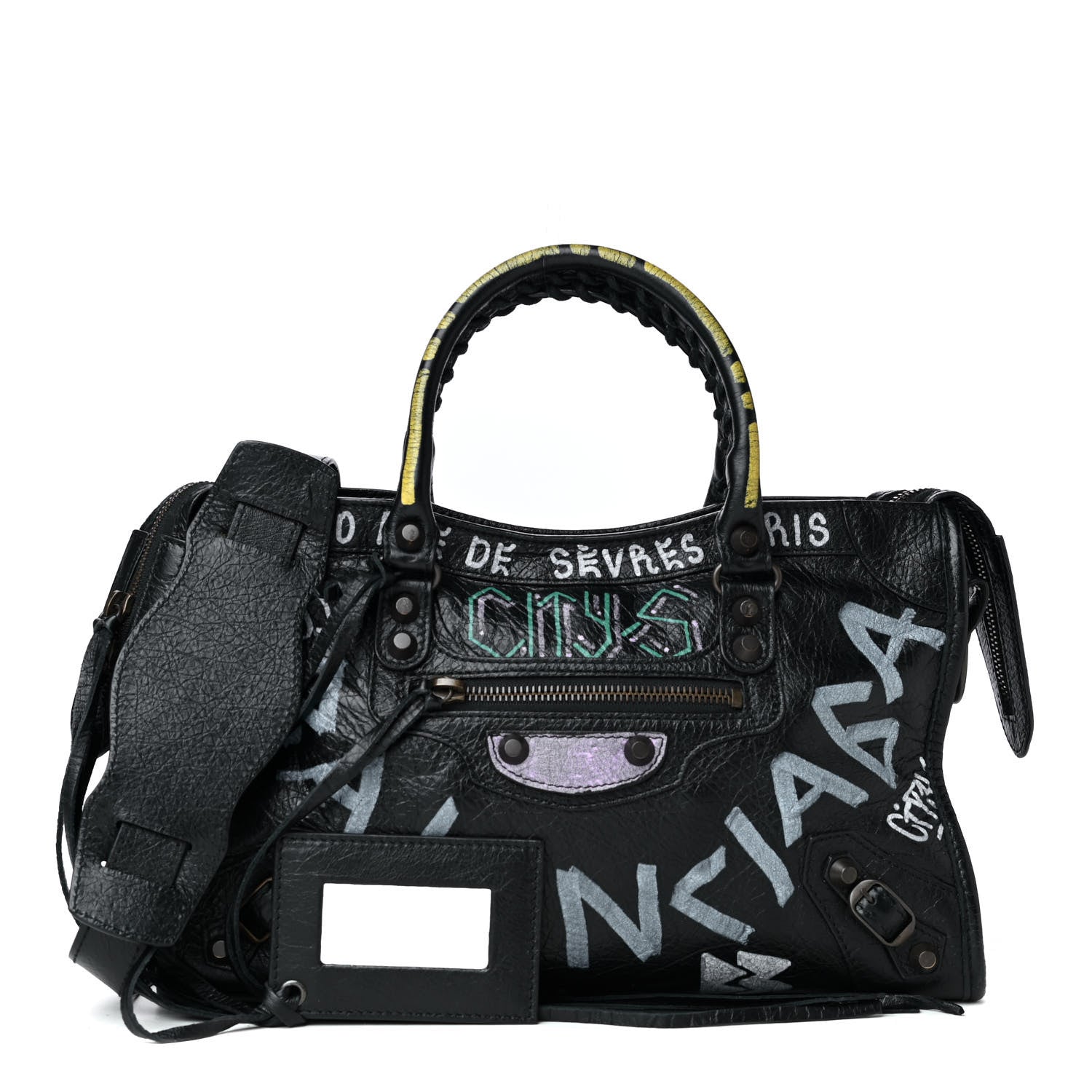 Balenciaga Agneau Graffiti All Over Classic Hardware S City Black Multicolor 1 of 4