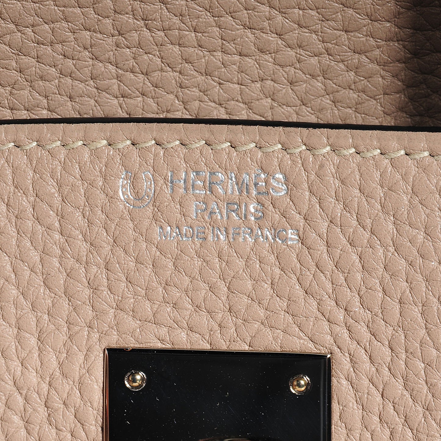 Taurillon Clemence Horseshoe Birkin 30 Gris Tourterelle and Black