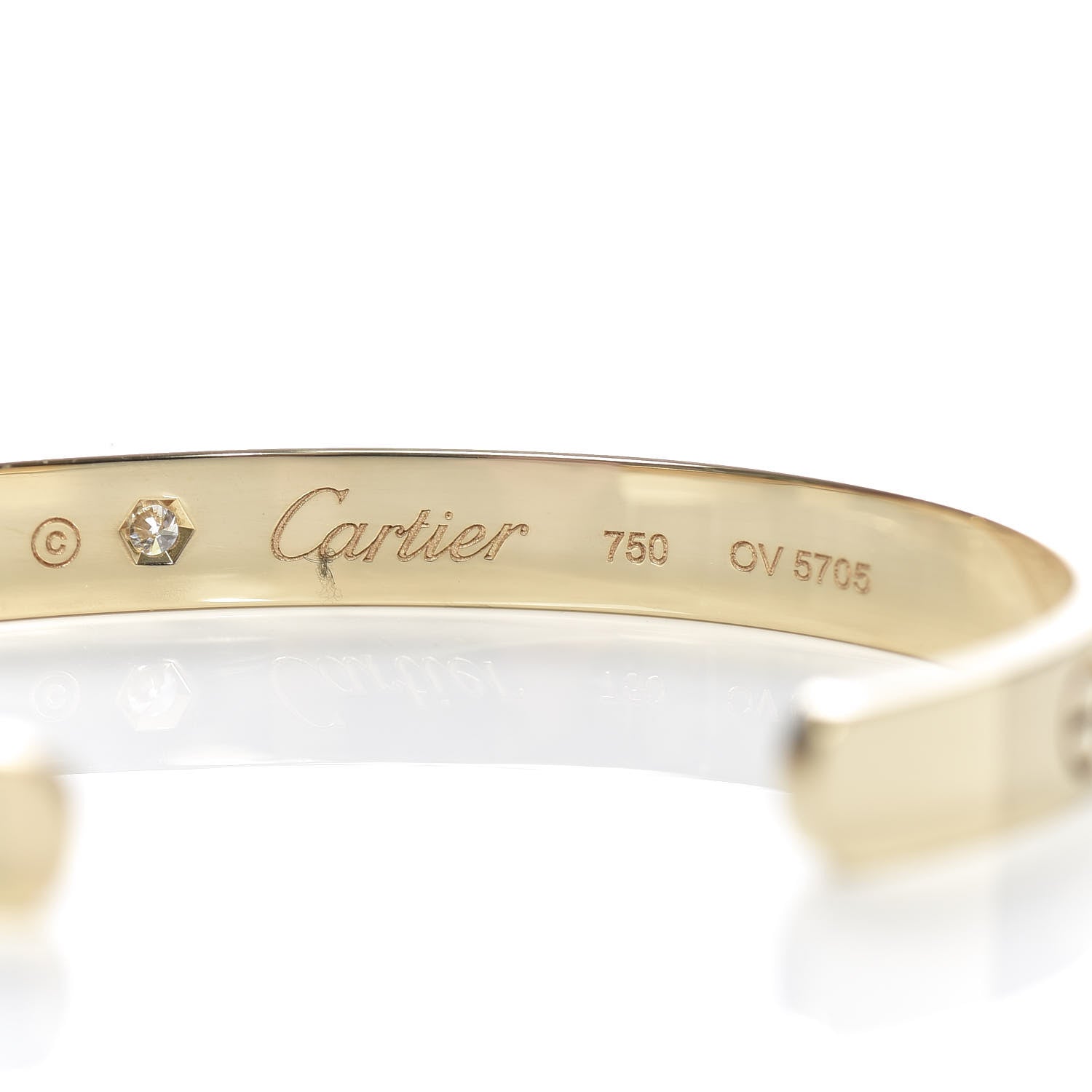 Cartier 18K Yellow Gold 1 Diamond LOVE Cuff Bracelet 17 5 of 6