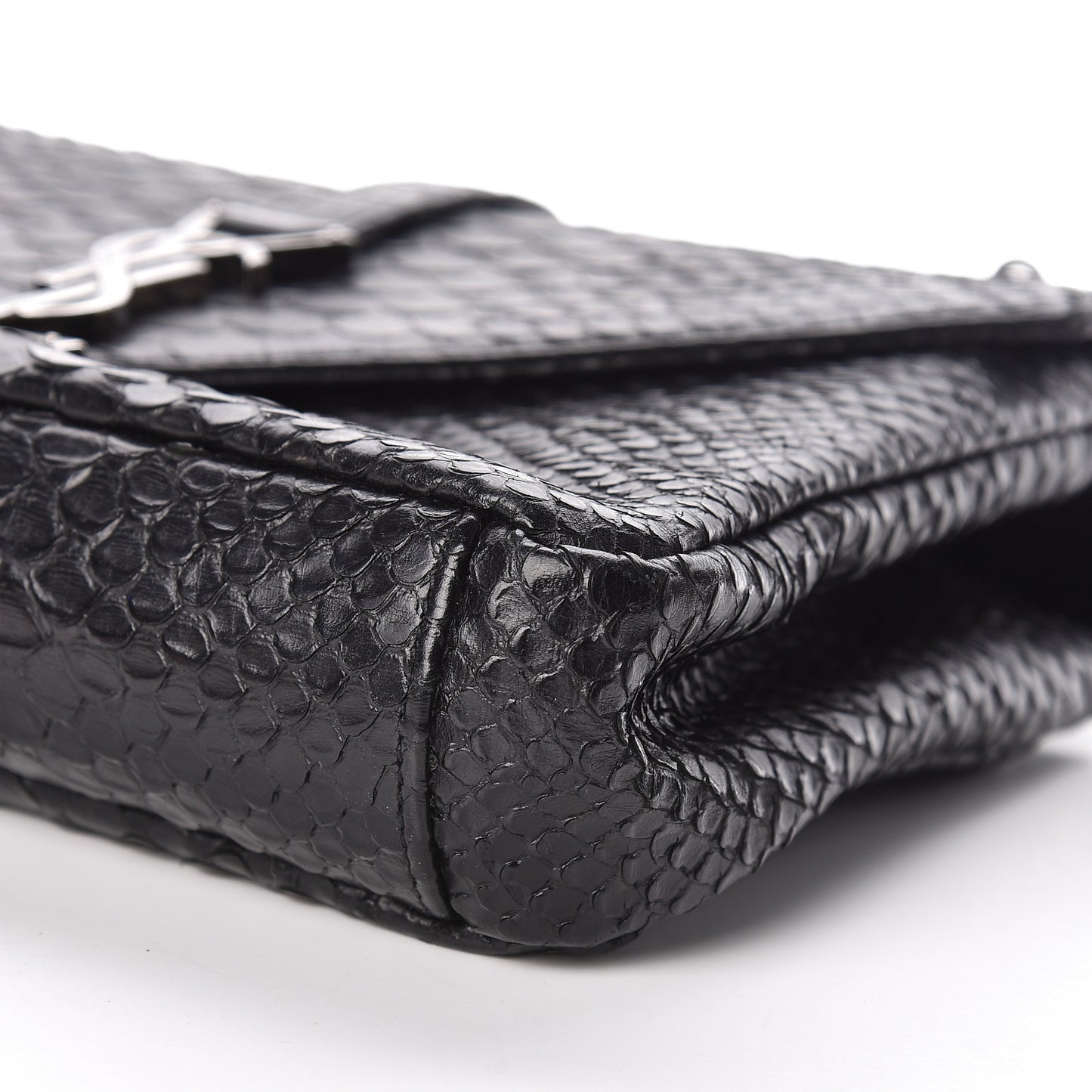 Calfskin Python Embossed Monogram Medium College Bag Black