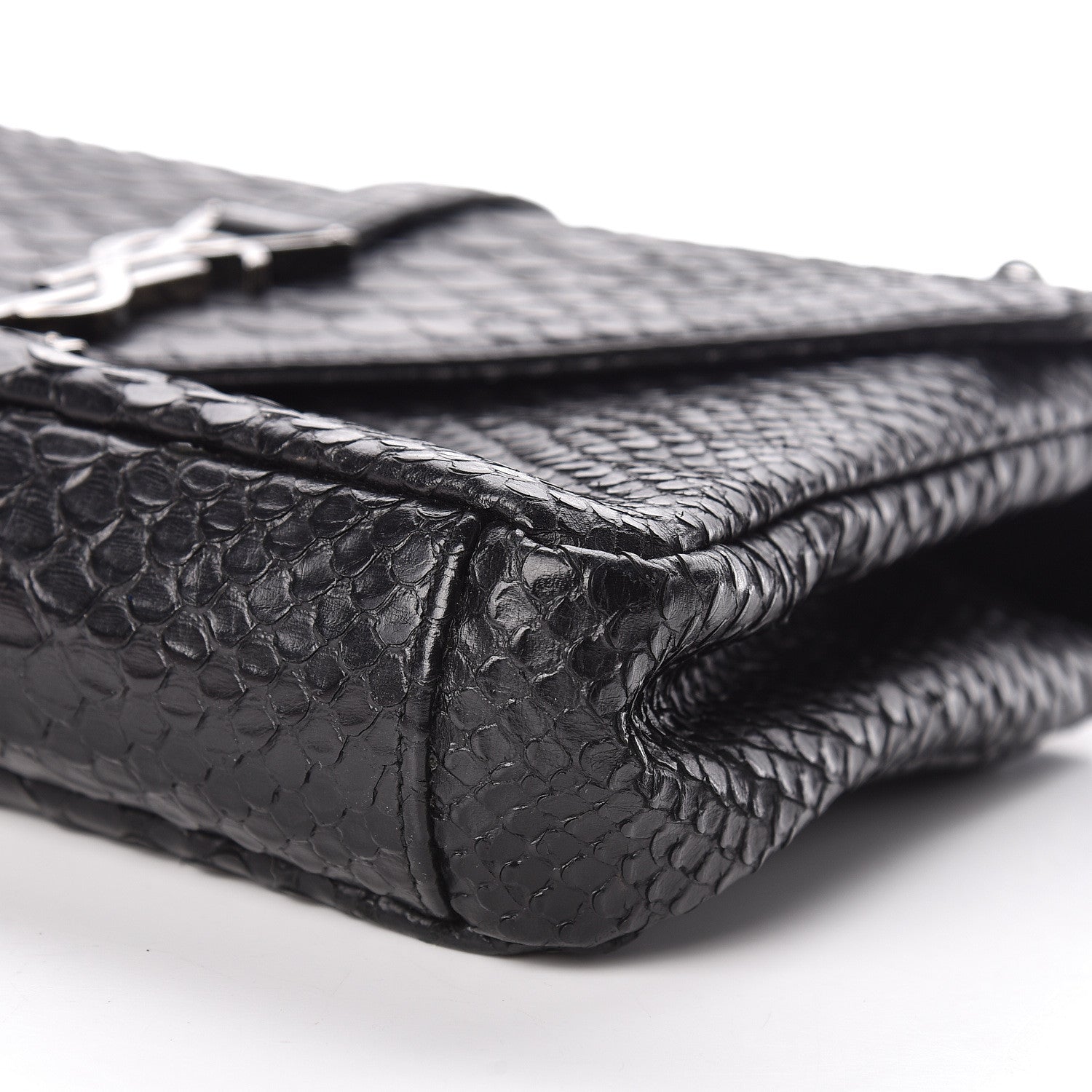 Saint Laurent Calfskin Python Embossed Monogram Medium College Bag Black 9 of 9