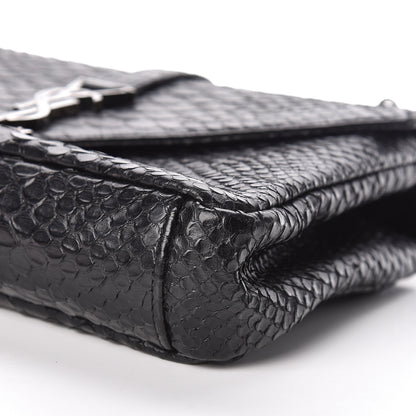 Saint Laurent Calfskin Python Embossed Monogram Medium College Bag Black 9 of 9