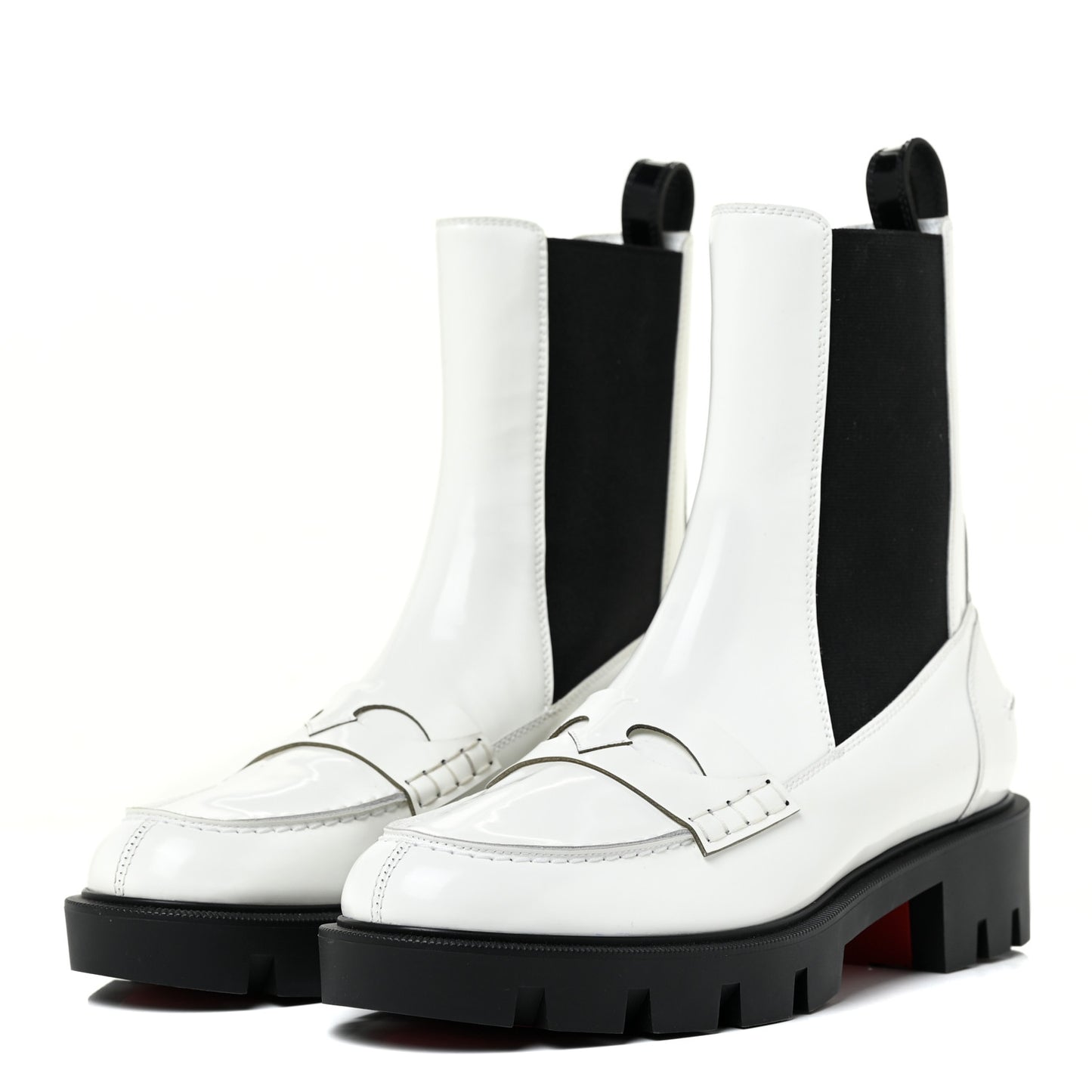 Calfskin Abrasivato Montezumo Lug Chelsea Boots 37.5 White Black