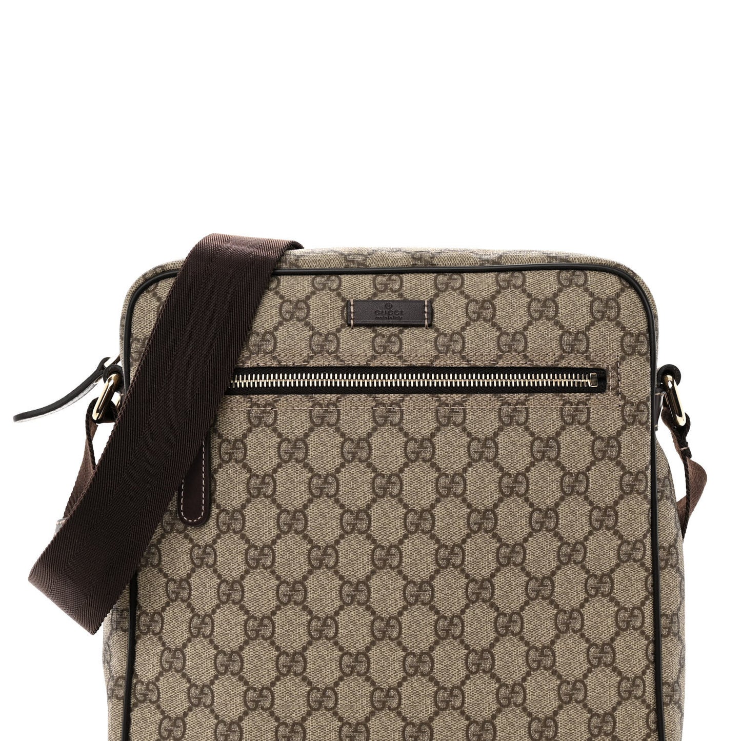 GG Plus Monogram Selleria Calfskin Medium Messenger Bag Beige Ebony Cocoa Dark Chocolate