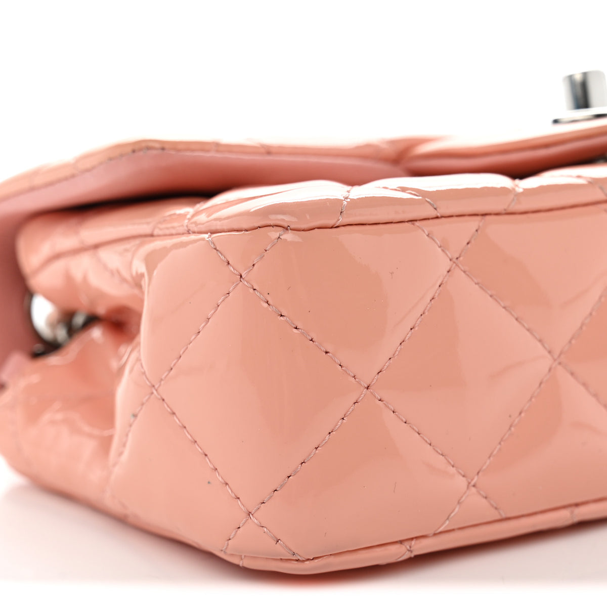 Chanel Patent Calfskin Quilted Extra Mini Rectangular Flap Pink 9 of 11