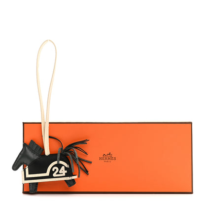 Hermes Milo Lambskin Grigri Rodeo Robeo 24 Bag Charm PM Vert Mangrove Black Craie 4 of 4
