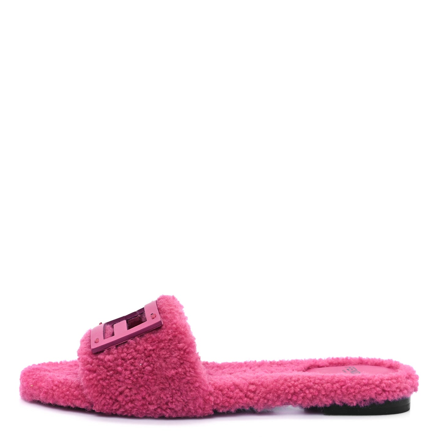 Shearling FF Baguette Slide Sandals  37 Pink