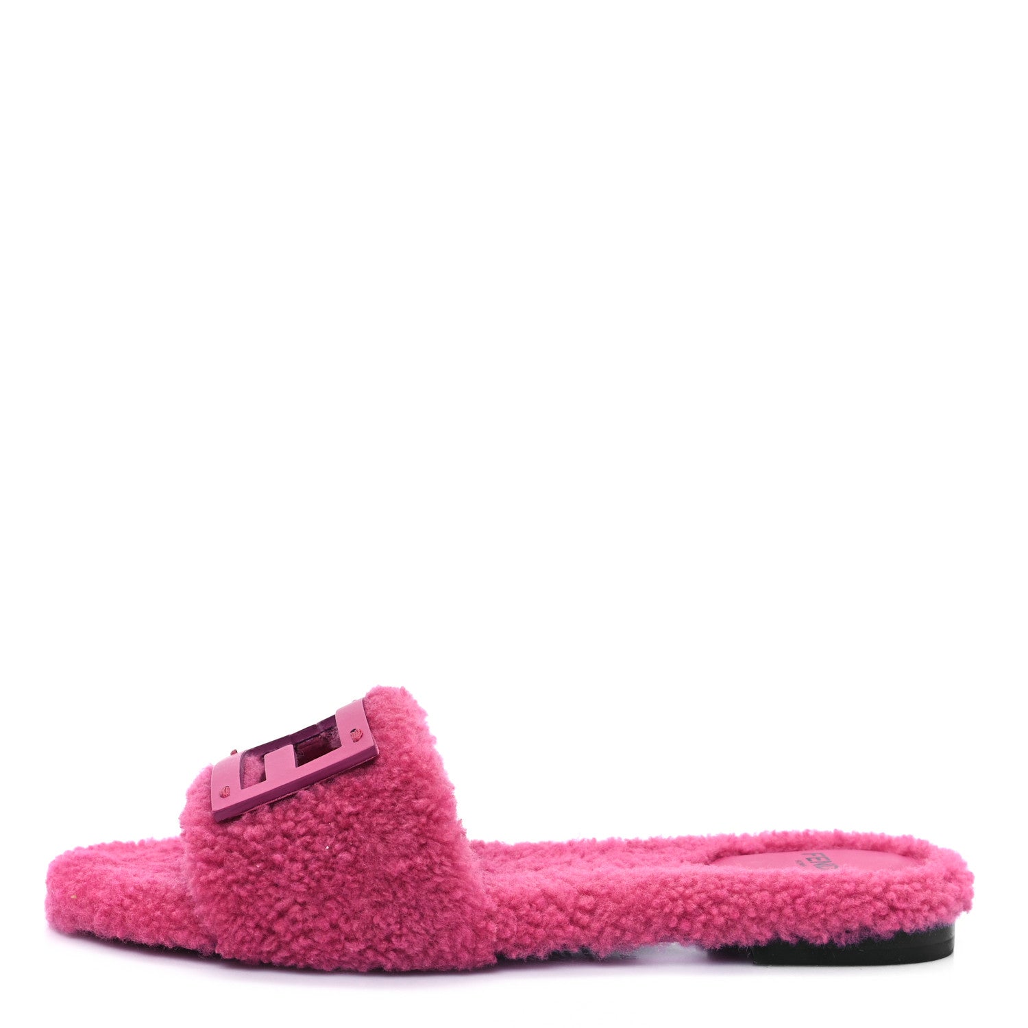 Fendi Shearling FF Baguette Slide Sandals  37 Pink 1 of 8