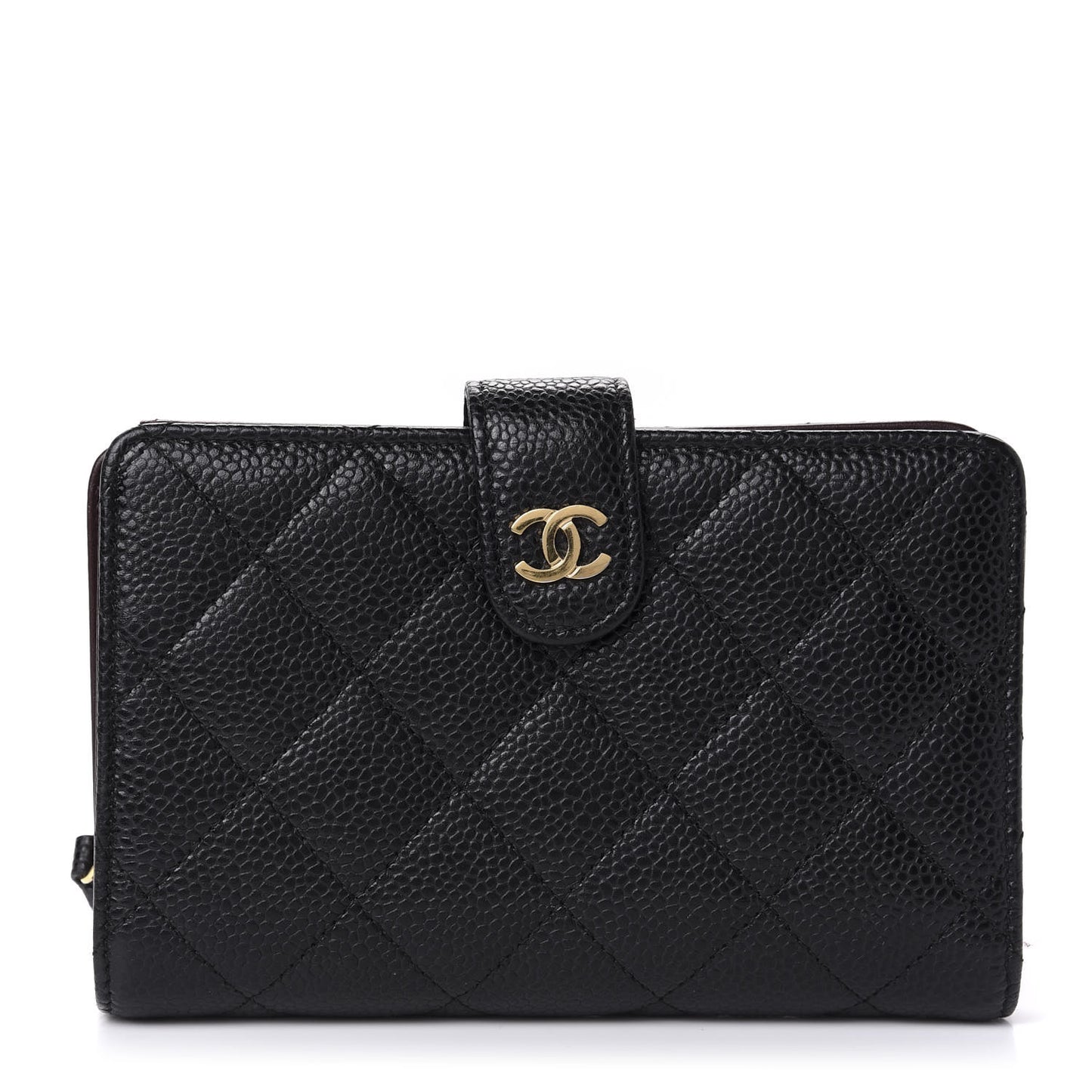 Caviar Quilted Zipped Pocket Wallet Black