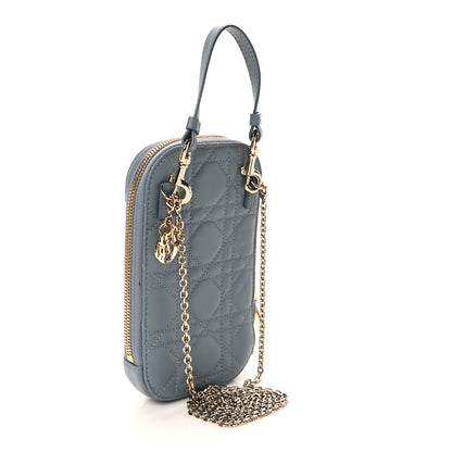 Christian Dior Lambskin Cannage Lady Dior Phone Holder Cloud Blue 3 of 9