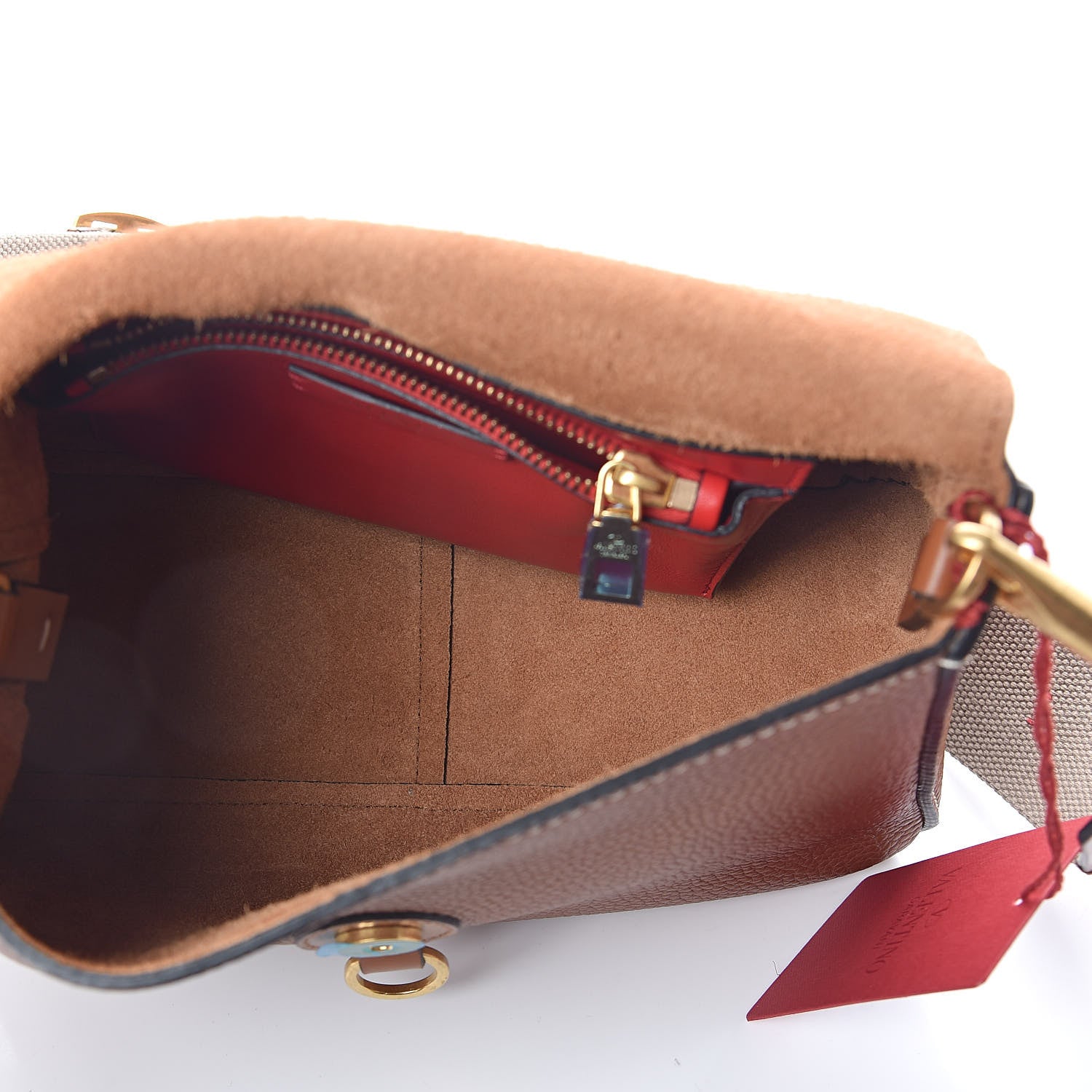 Valentino Garavani Pebbled Calfskin Small VRing Shoulder Bag Saddle Brown 5 of 9