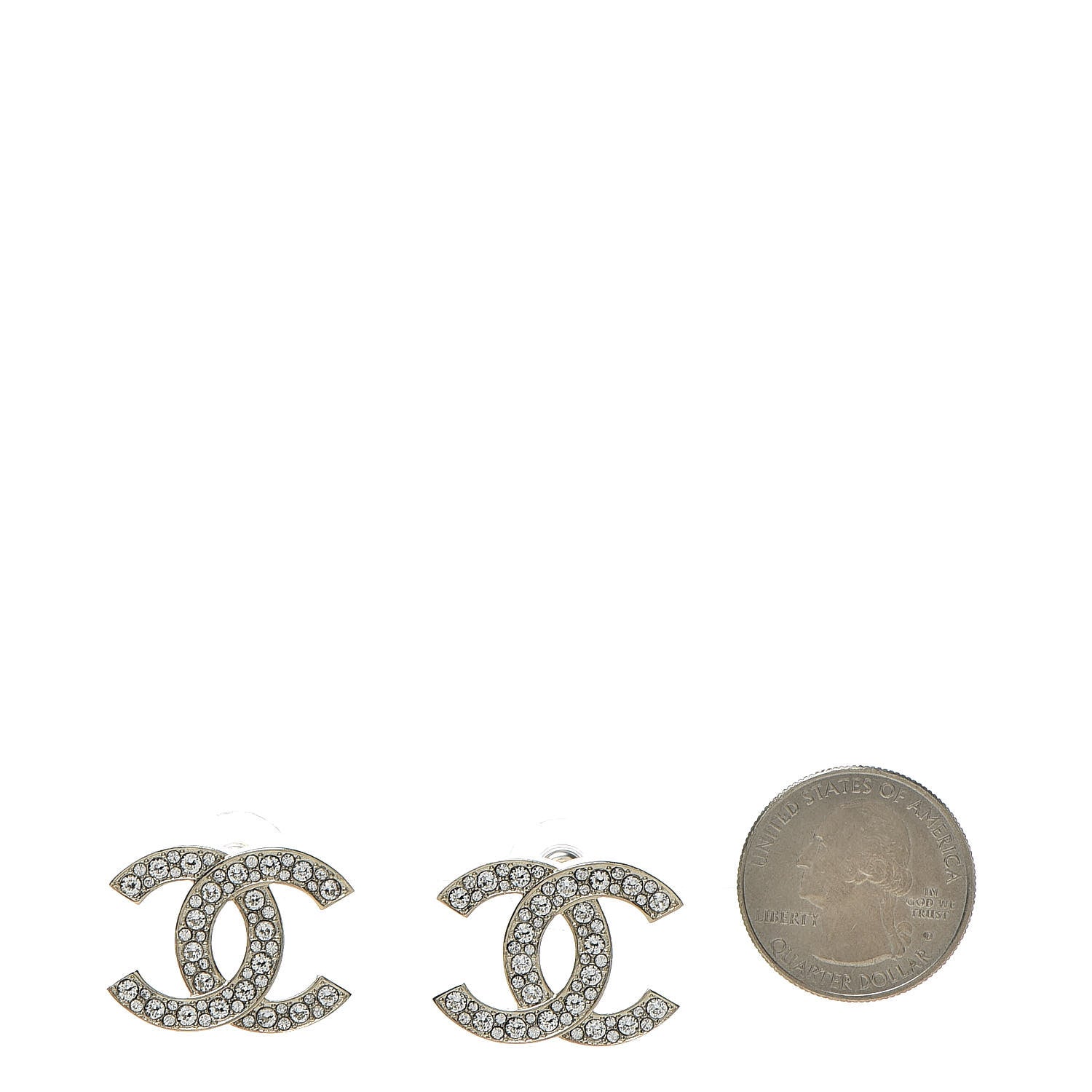 Chanel Crystal Large CC Earrings Silver 2 of 5