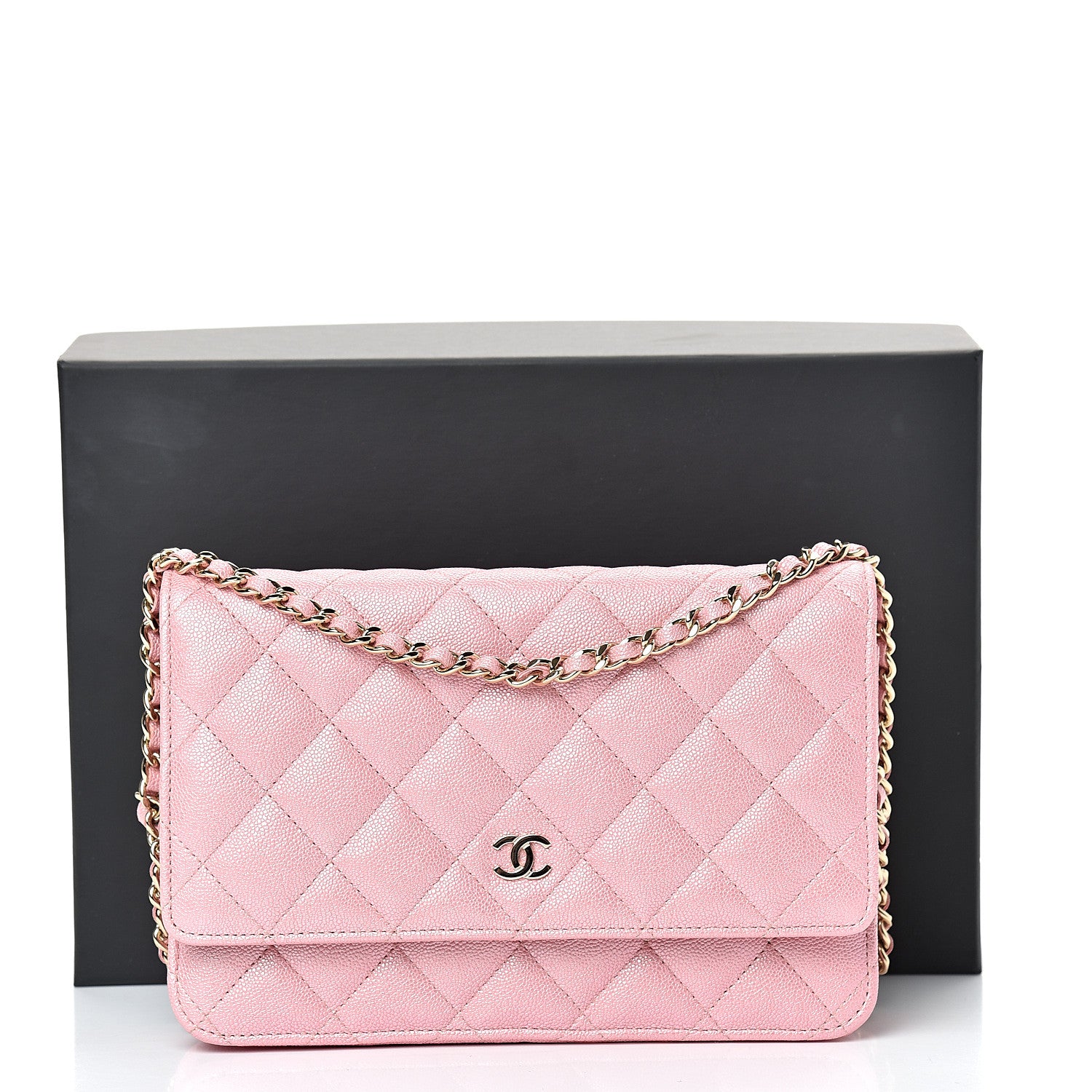 Chanel Iridescent Caviar Quilted Wallet on Chain WOC Rose Pink 11 of 11