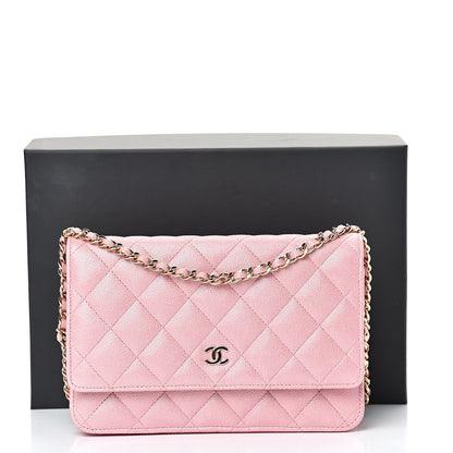 Chanel Iridescent Caviar Quilted Wallet on Chain WOC Rose Pink 11 of 11