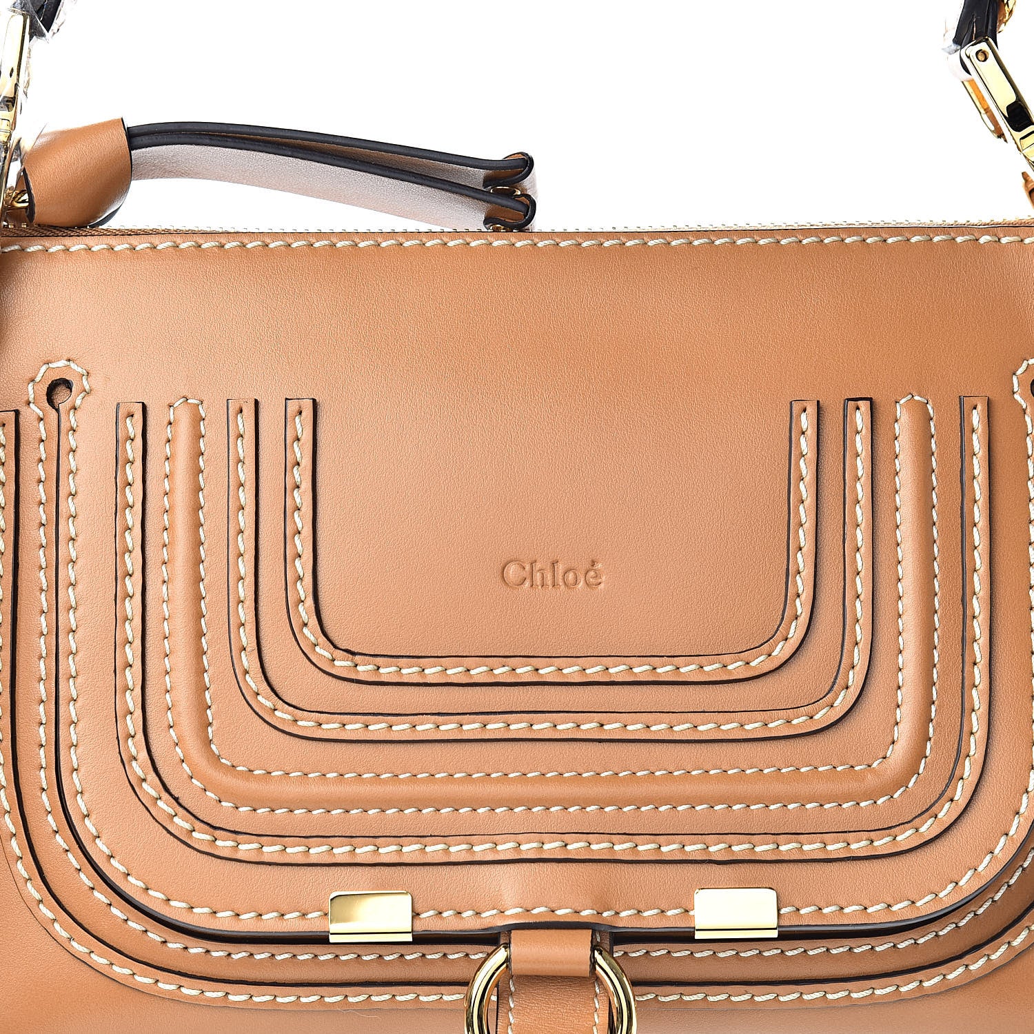 Chloe Shiny Calfskin Small Marcie Saddle Shoulder Bag Autumnal Brown 8 of 12