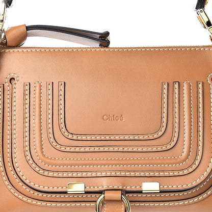 Chloe Shiny Calfskin Small Marcie Saddle Shoulder Bag Autumnal Brown 8 of 12