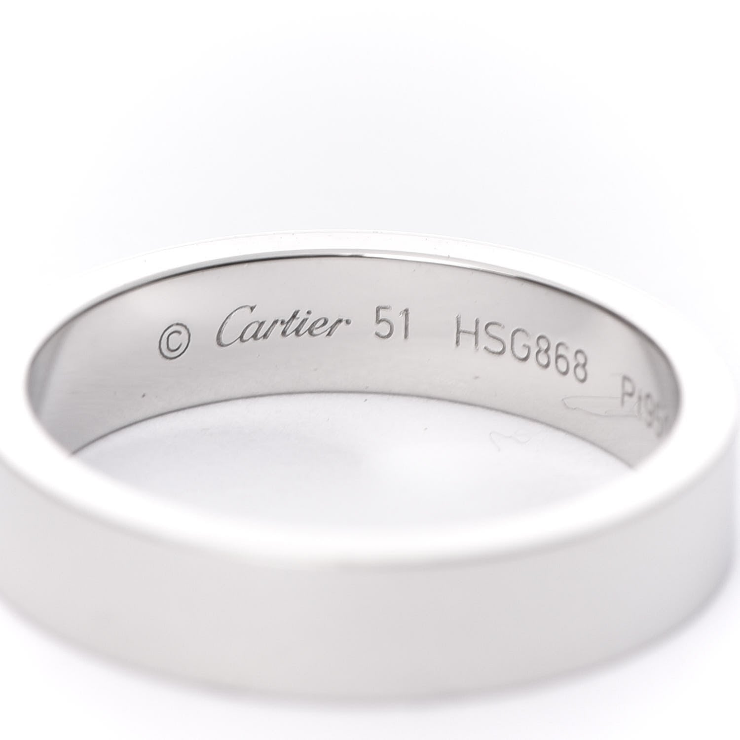 Cartier Platinum 4mm C De Wedding Band Ring 51 5.75 3 of 5