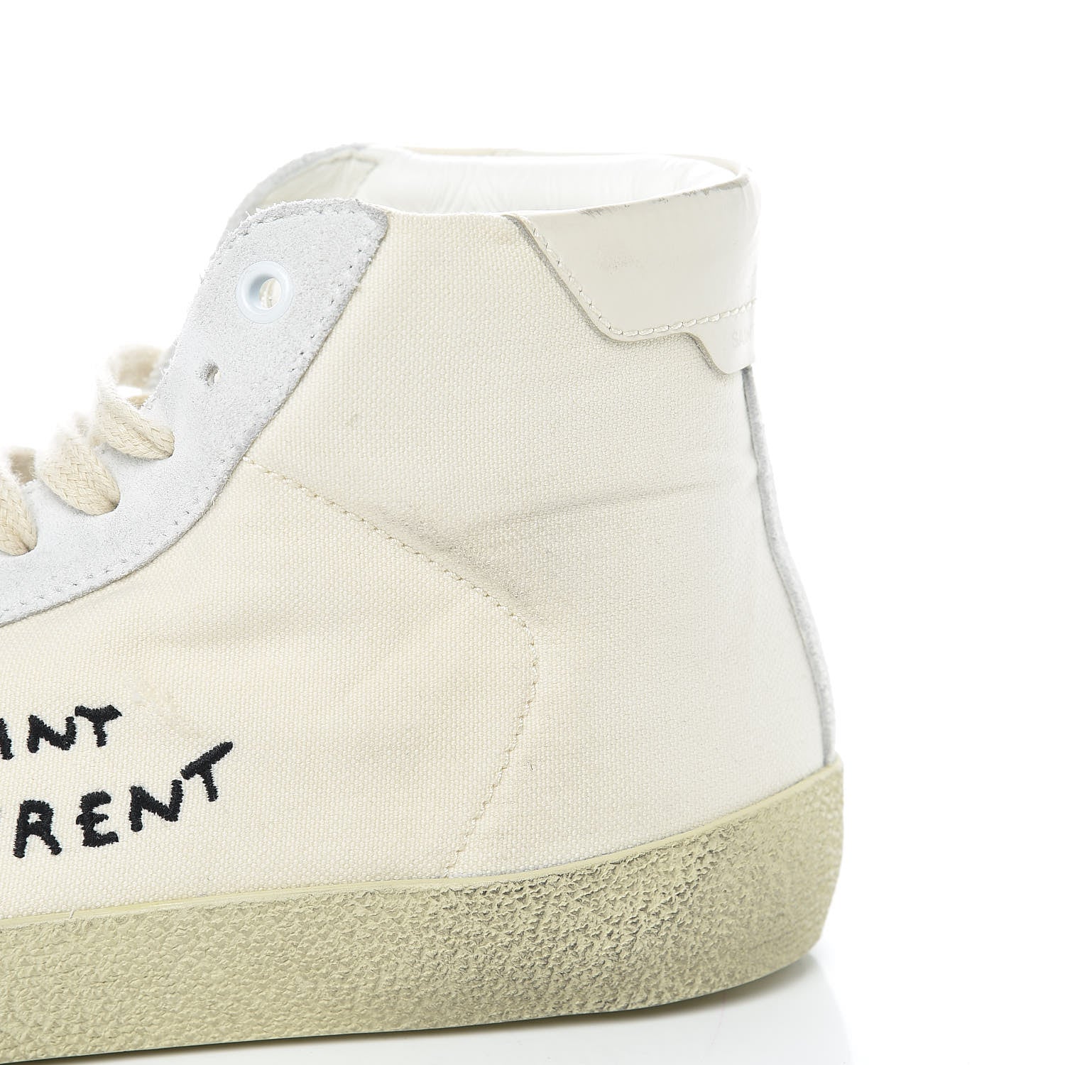 Saint Laurent Distressed Canvas Mens Classic Court High Top Sneakers 41 Milk Panna 11 of 13