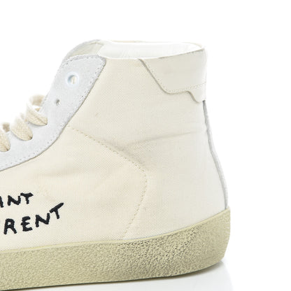 Saint Laurent Distressed Canvas Mens Classic Court High Top Sneakers 41 Milk Panna 11 of 13