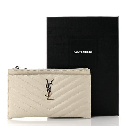 Saint Laurent Grain De Poudre Matelasse Chevron Monogram Bill Pouch Blanc Vintage 9 of 9