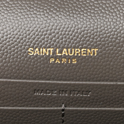 Saint Laurent Grain De Poudre Matelasse Chevron Monogram Chain Wallet Fog 6 of 10