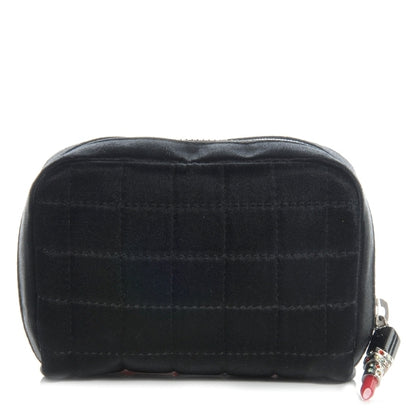 Chanel Satin Square Quilted Lipstick Charm Cosmetic Case Black 1 of 7