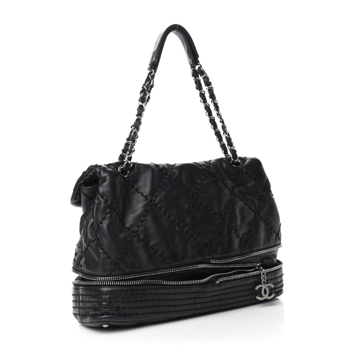 Chanel Calfskin Stitched Large Expandable Flap Bag Black 5 of 16