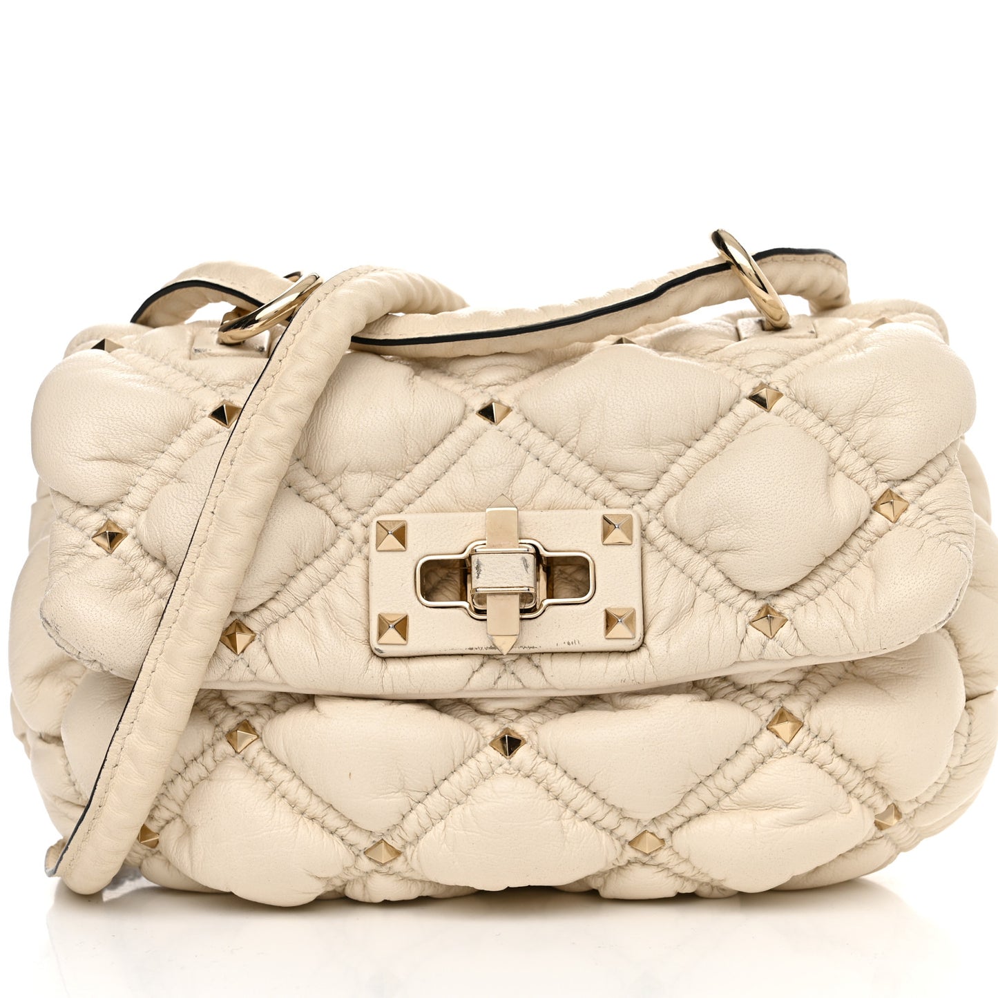 Nappa Small Spikeme Shoulder Bag Light Ivory
