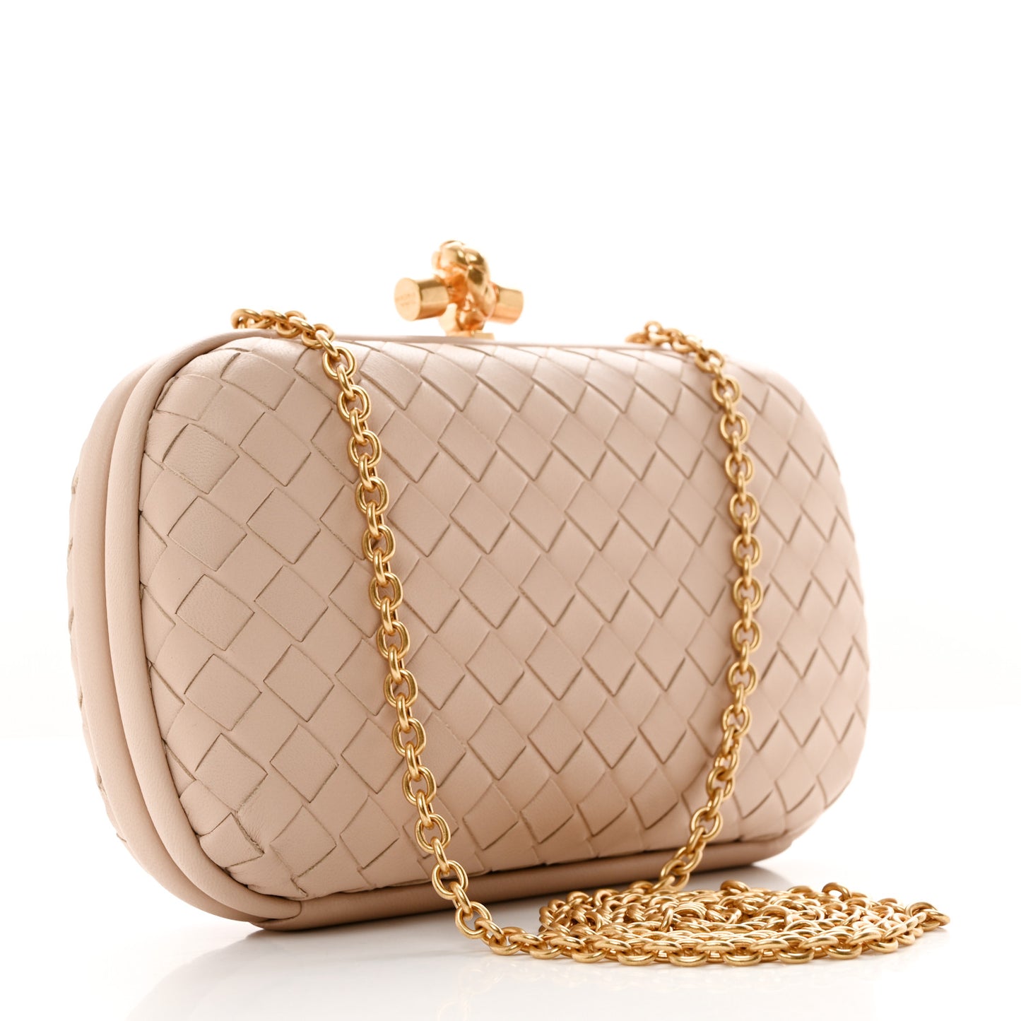 Nappa Intrecciato Chain Knot Clutch Mink