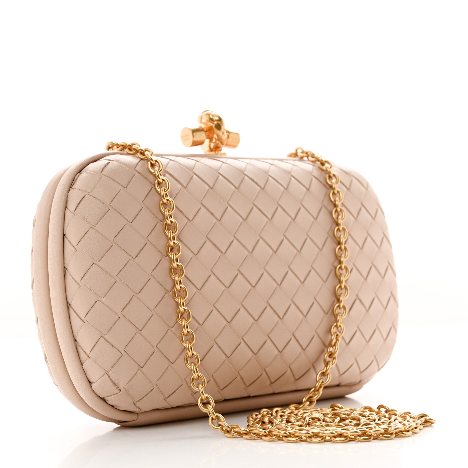 Bottega Veneta Nappa Intrecciato Chain Knot Clutch Mink 2 of 9