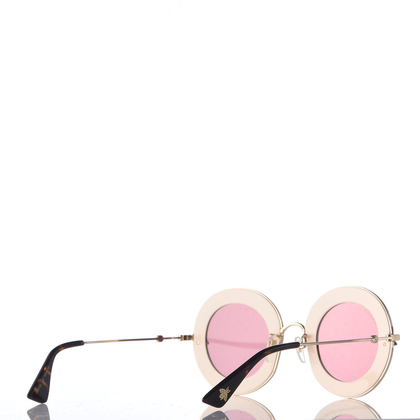 Metal L'Aveugle Par Amour Round Frame Sunglasses GG0113S White Pink