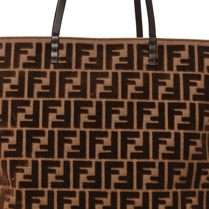 Fendi Velluto Jacquard Vitello Grace FF Large Reversible Shopping Tote Chocolate 8 of 10