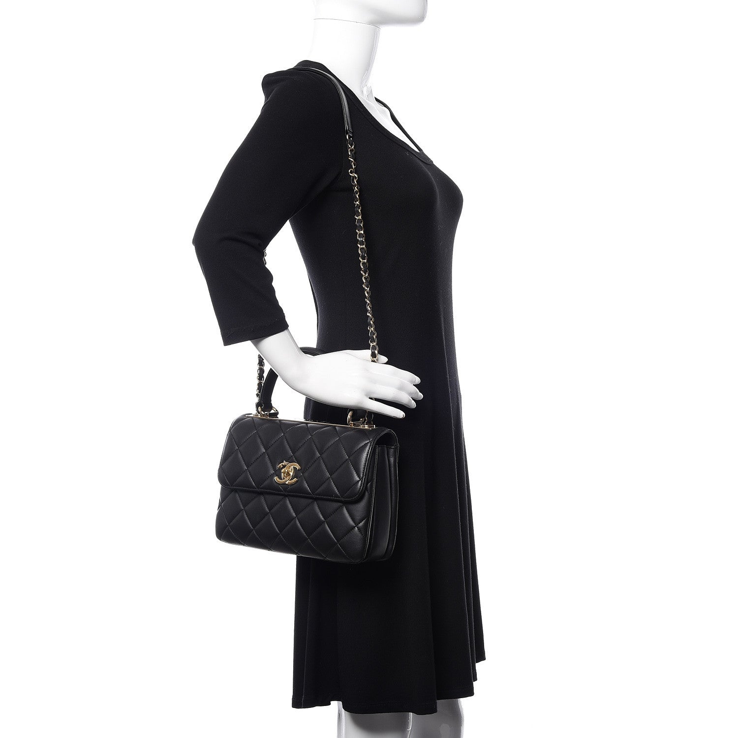 Chanel Lambskin Quilted Small Trendy CC Dual Handle Flap Bag Black 2 of 10