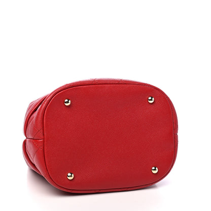 Chanel Caviar Quilted Rolled Up Bucket Drawstring Bag Red 4 of 9